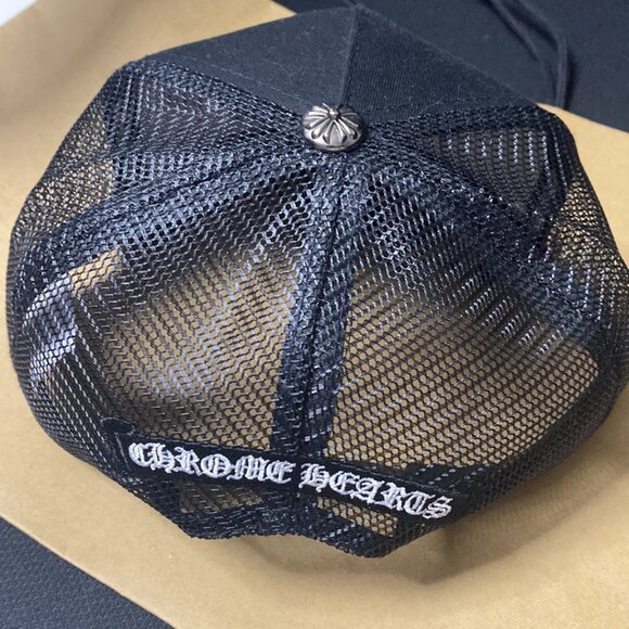 Chrome Hearts Black Leather Triple Cross Trucker Hat - Picture 3 of 5